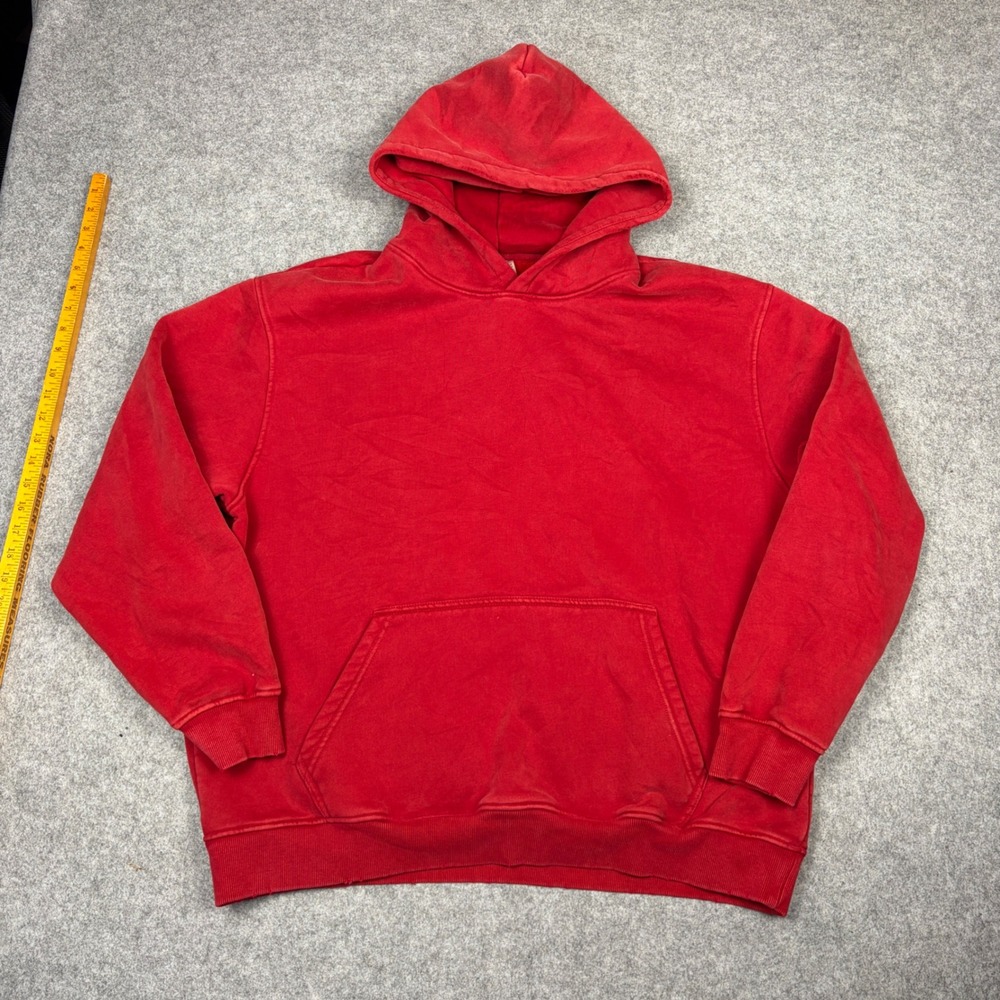 Unbranded Red Pullover Hoodie Sweatshirt Mens Medium Solid Fleece Streetwear